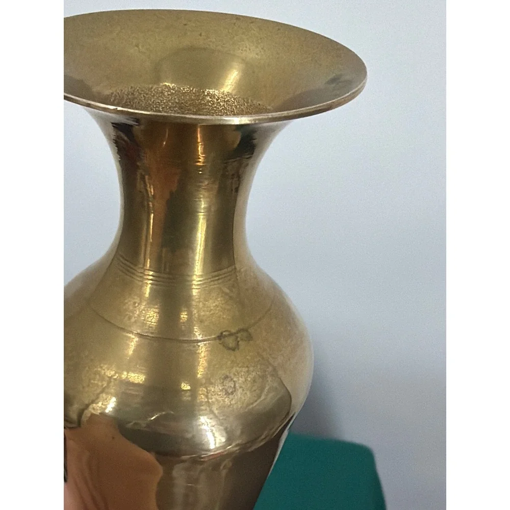 Vintage Brass Bud Vase Flared Rim Decorative Gold Tone Flower Vase Made in India